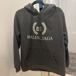 Balenciaga Dark Grey Wreath BB Logo Hoodie -2018 collection by Demna - Mens XL
